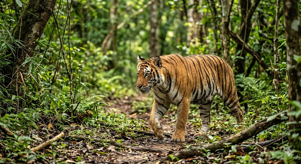 Tiger movement in the forest of Madikeri city
